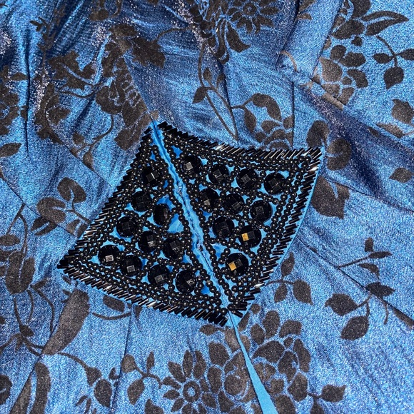 Xscape by Joanna Chen Blue Hook & Eye Blazer - Picture 3 of 5